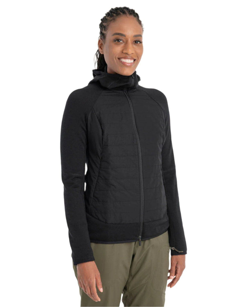 Icebreaker Full Zip Fleece Women's Merino Quantum Hybrid Long Sleeve Zip Hoodie